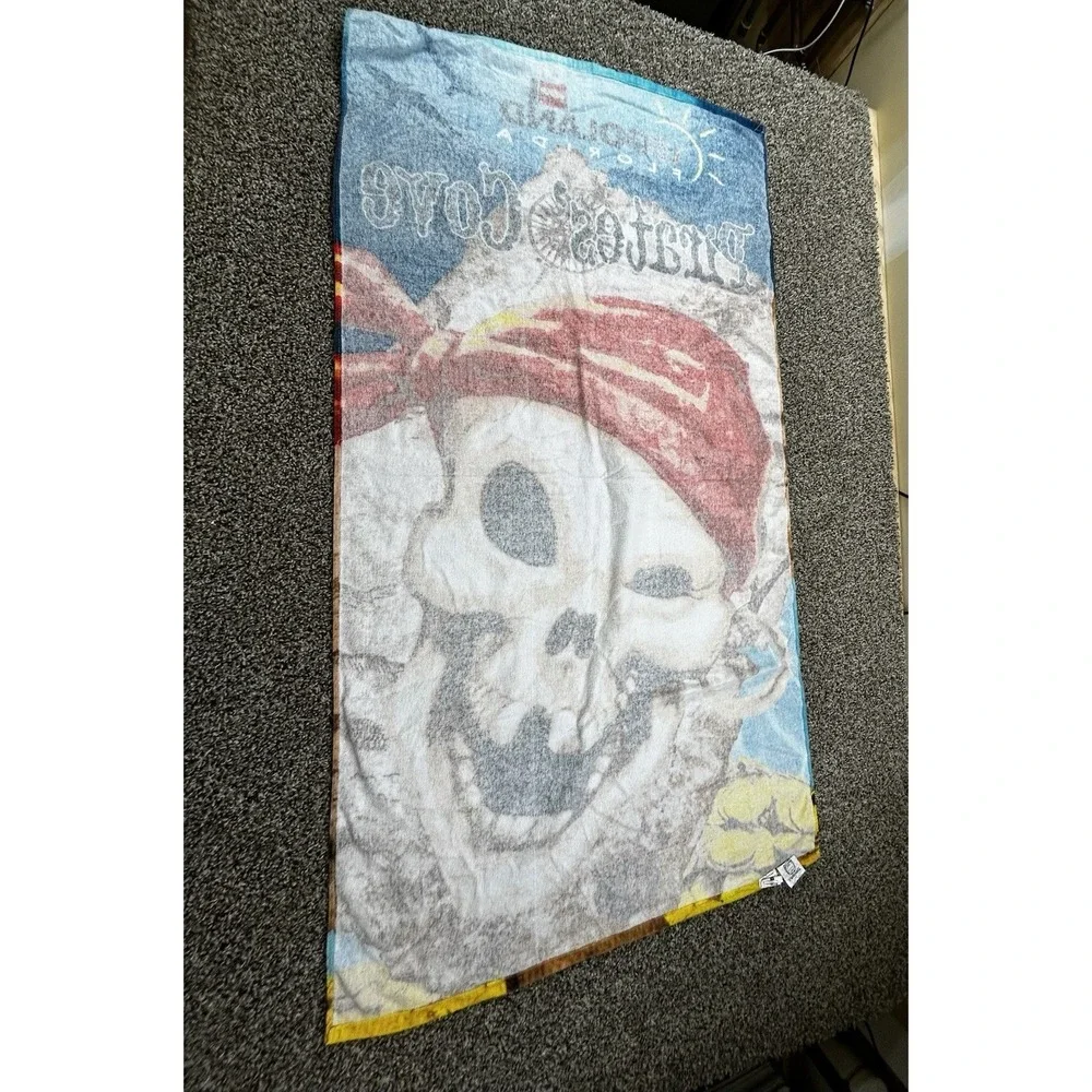 Legoland Florida Pirates Cove Beach Towel Skull Pirate Map 56x29